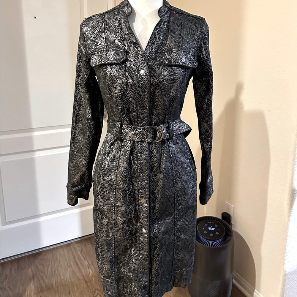 WHBM Metallic Snakeskin Print Dress